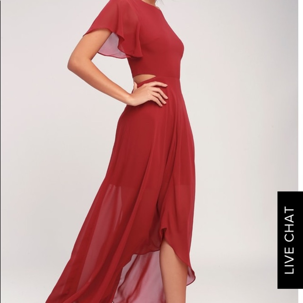 Bohemian Rhapsody Brick Red Cutout Maxi Dress - Picture 3 of 8